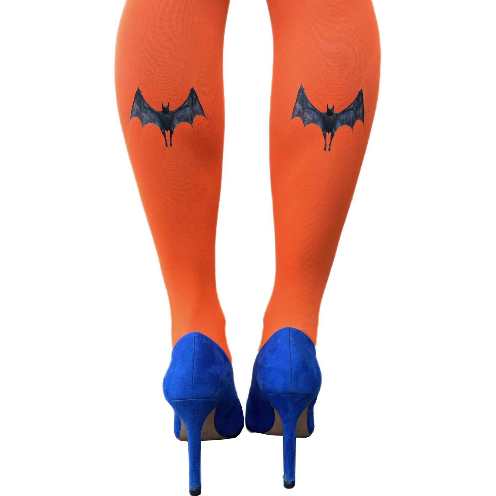 Tights Malka Chic Featuring a bold orange base with black bat designs on the back of the calves 3