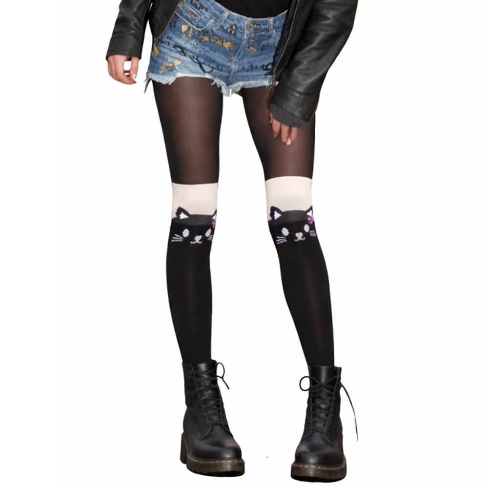 Cat Pattern Over the Knee Socks for Women Malka Chic