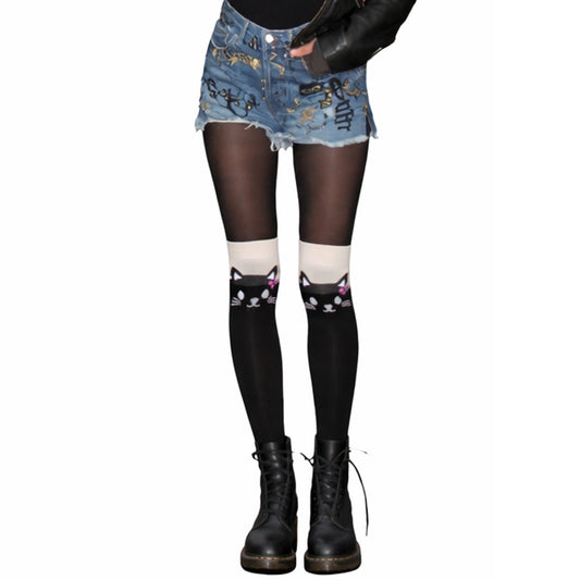 Cat Pattern Over the Knee Socks for Women Malka Chic 2