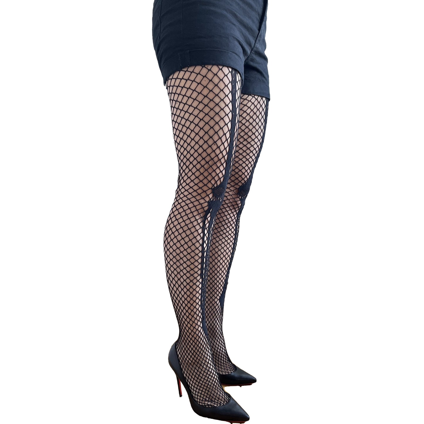 Woman wearing black skeleton tights – Halloween outfit
