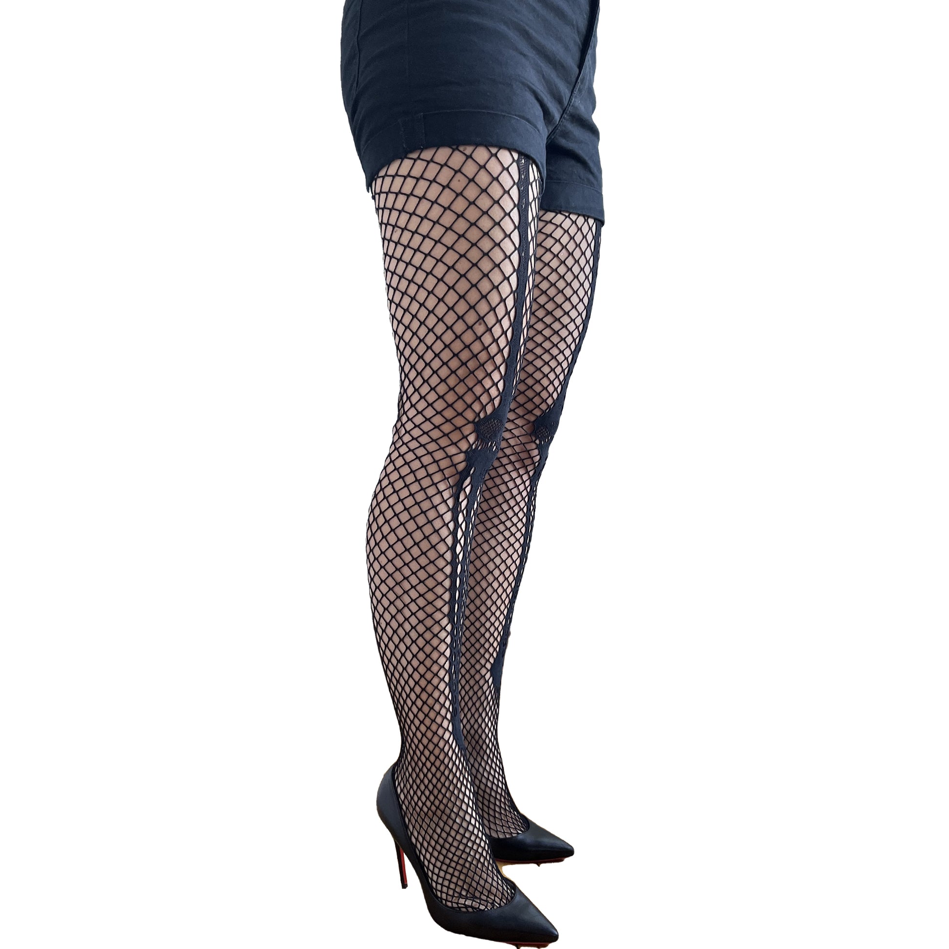 Woman wearing black skeleton tights – Halloween outfit