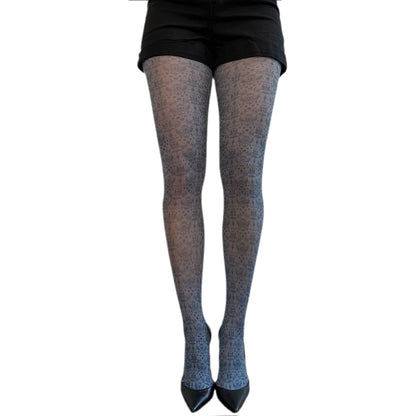 Gray damask tights for women by Malka Chic featuring elegant vintage floral pattern hosiery.