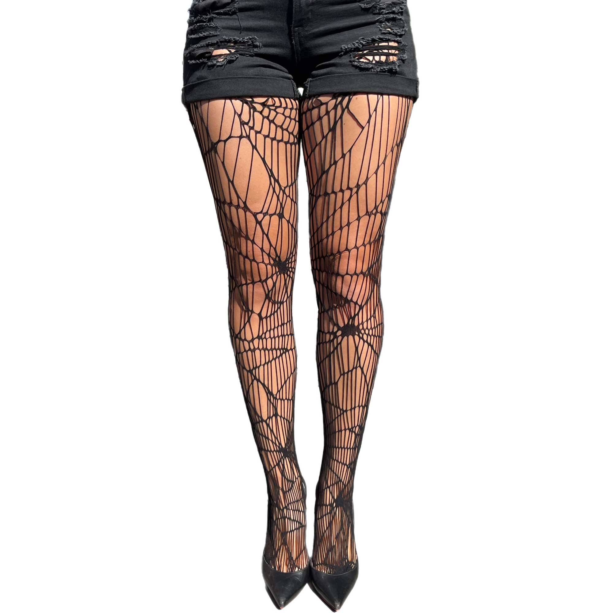 Black Spider Web Fishnet Tights | Halloween Style – Malka Chic