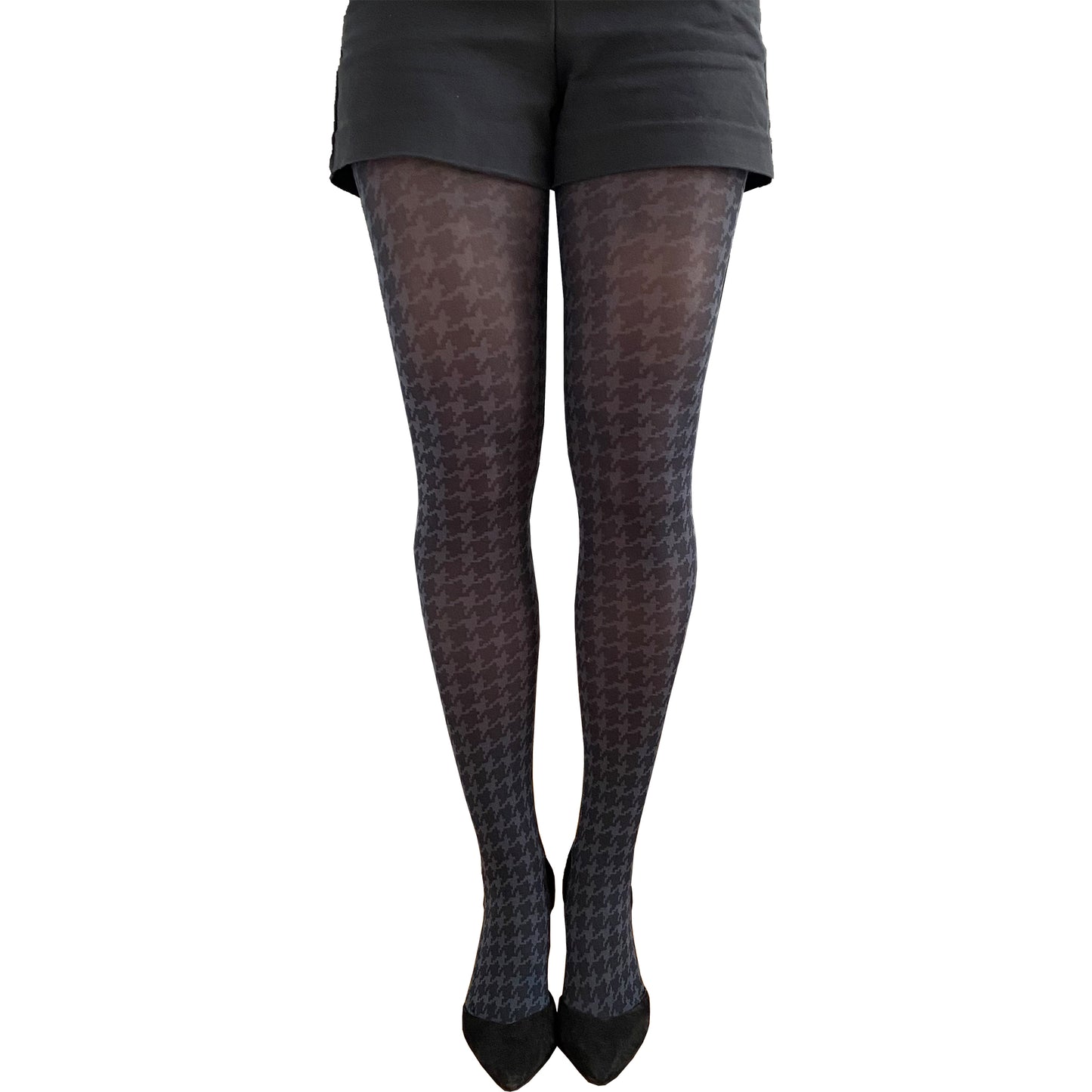 Monochrome dog tooth patterned tights by Malka Chic