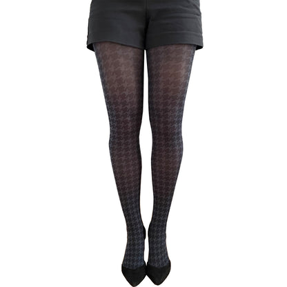 Monochrome dog tooth patterned tights by Malka Chic