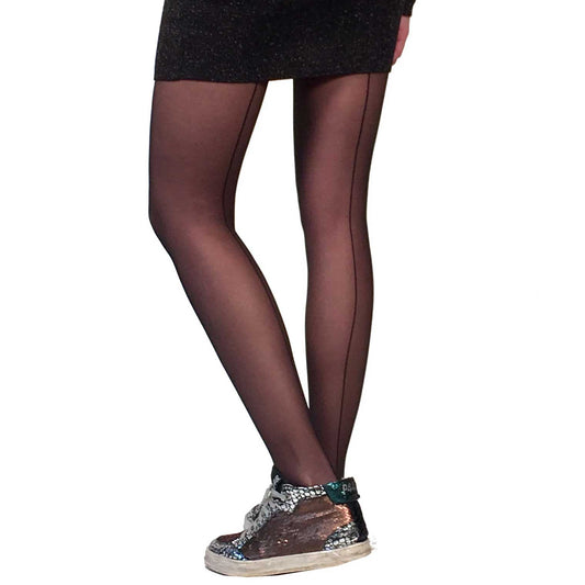 Black sheer back seam tights for women – vintage style legwear