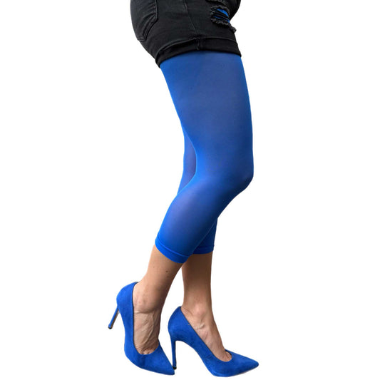 Blue footless opaque tights for women in 40 denier finish