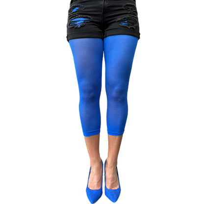 Women’s blue footless tights with soft opaque 40D fabric