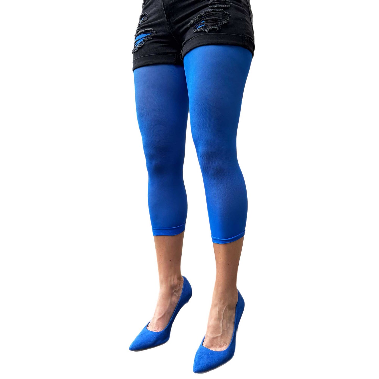 Royal blue footless leggings tights for women with stretch fit