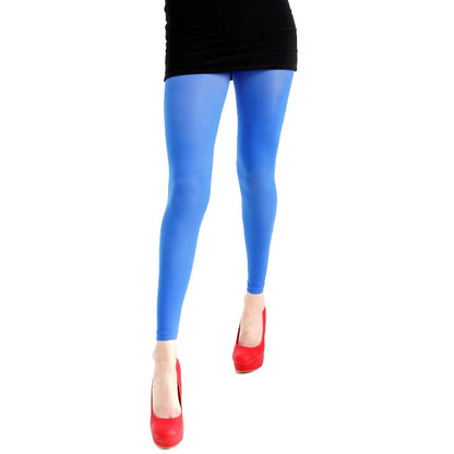 Blue Footless Tights Opaque 40 Deniers sold at Malka Chic