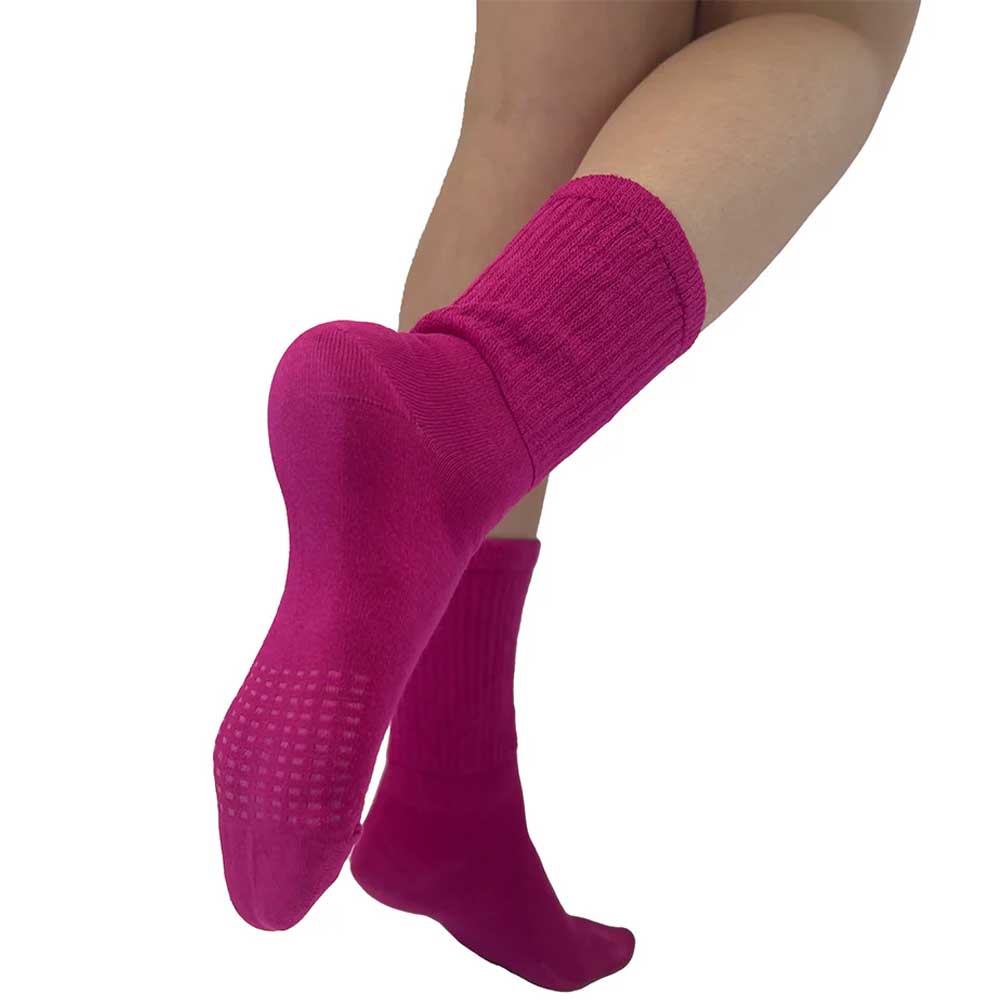 Bright pink extra wide bamboo ankle socks for women by Malka Chic 2