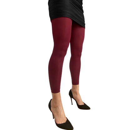 Burgundy 50 denier footless tights for women by Malka Chic with rich opaque look 2