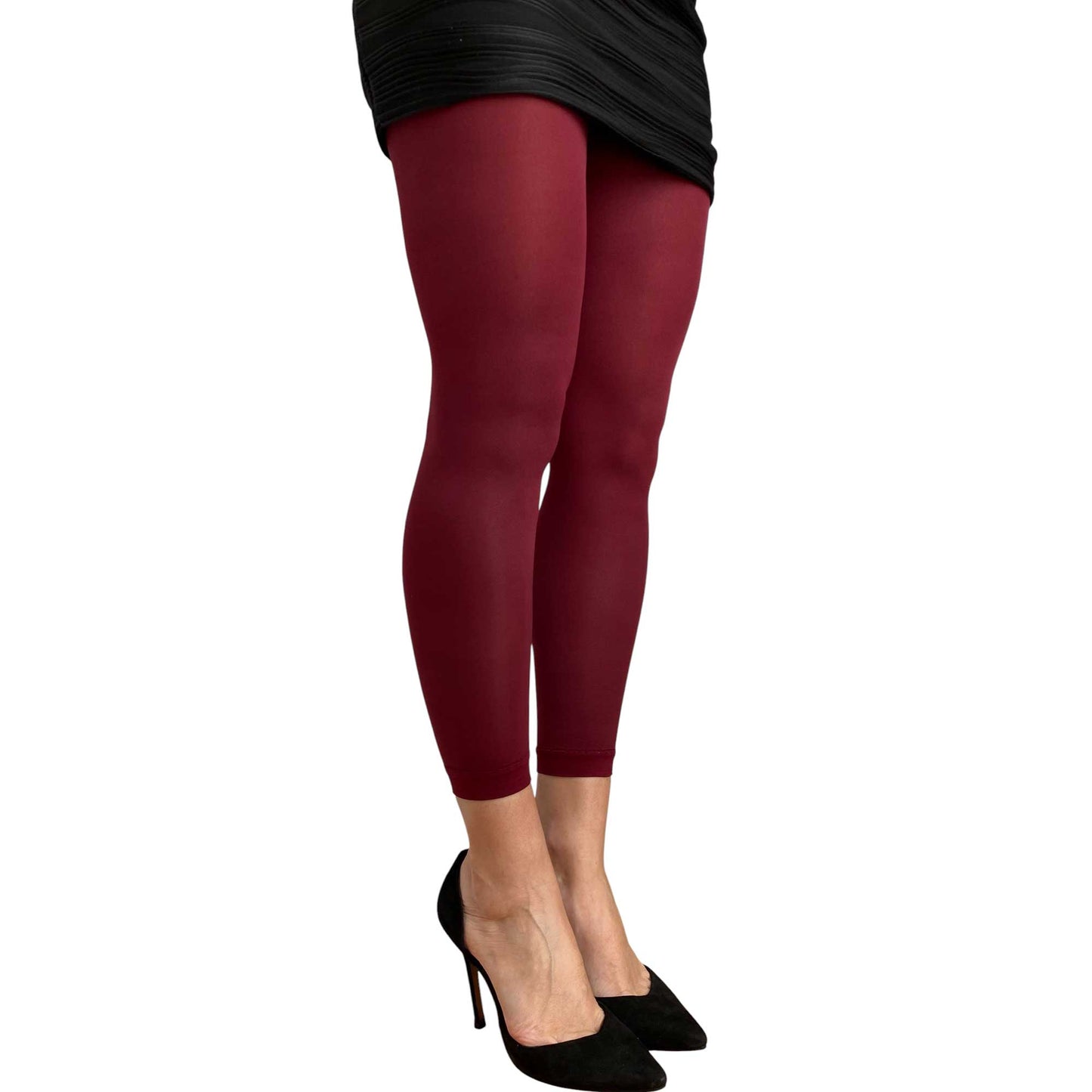 Burgundy 50 denier footless tights for women by Malka Chic with rich opaque look 3