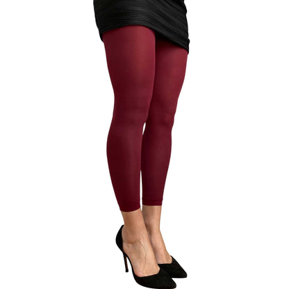 Burgundy 50 denier footless tights for women by Malka Chic with rich opaque look 3