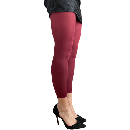 Deep red burgundy 50 denier footless tights by Malka Chic for everyday wear