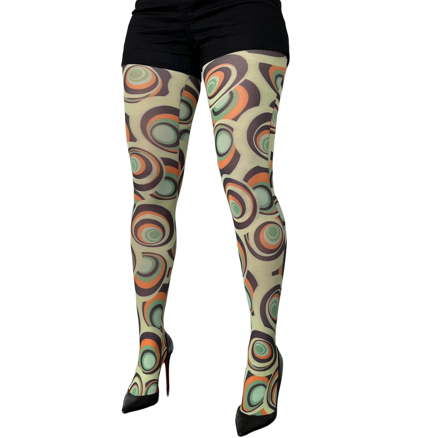 Malka Chic green Carnaby patterned tights with vintage inspired design for stylish outfits.