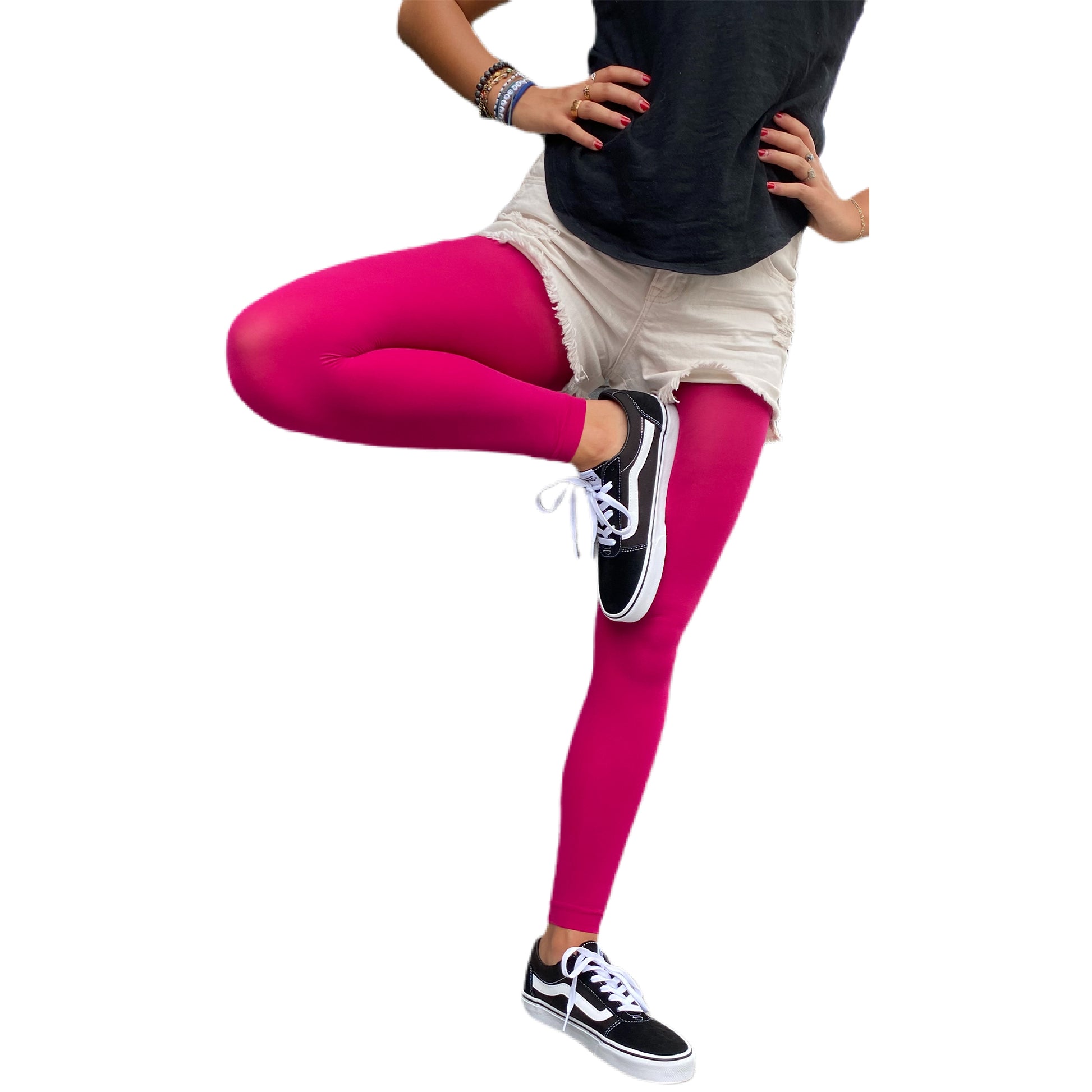 Bright pink 50 denier footless tights by Malka Chic for stylish everyday wear