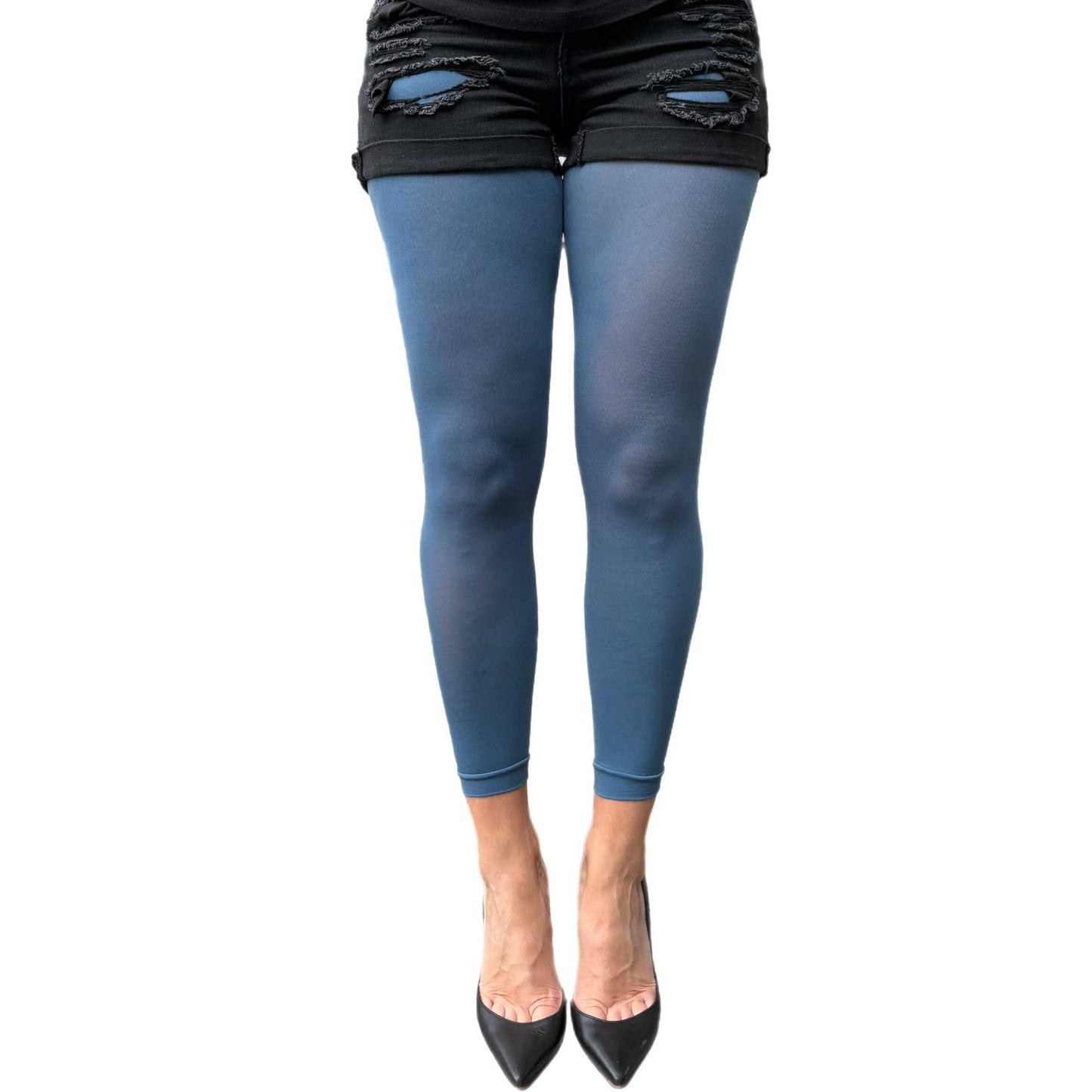 Women’s stretchy denim footless tights with smooth matte look