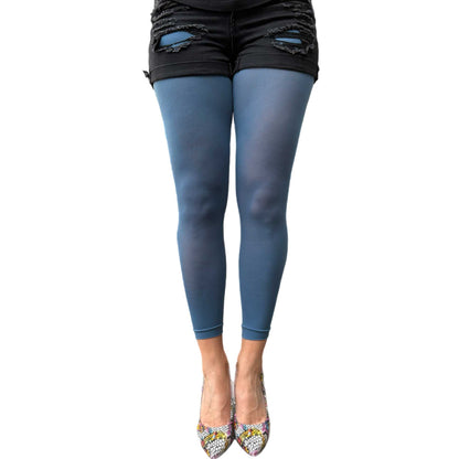 Fashionable denim opaque tights without feet for everyday wear