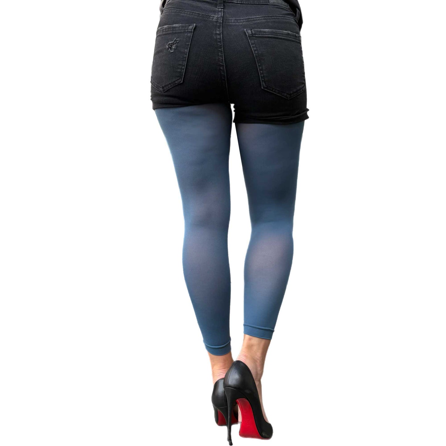 Denim colored footless tights for women with comfortable waistband