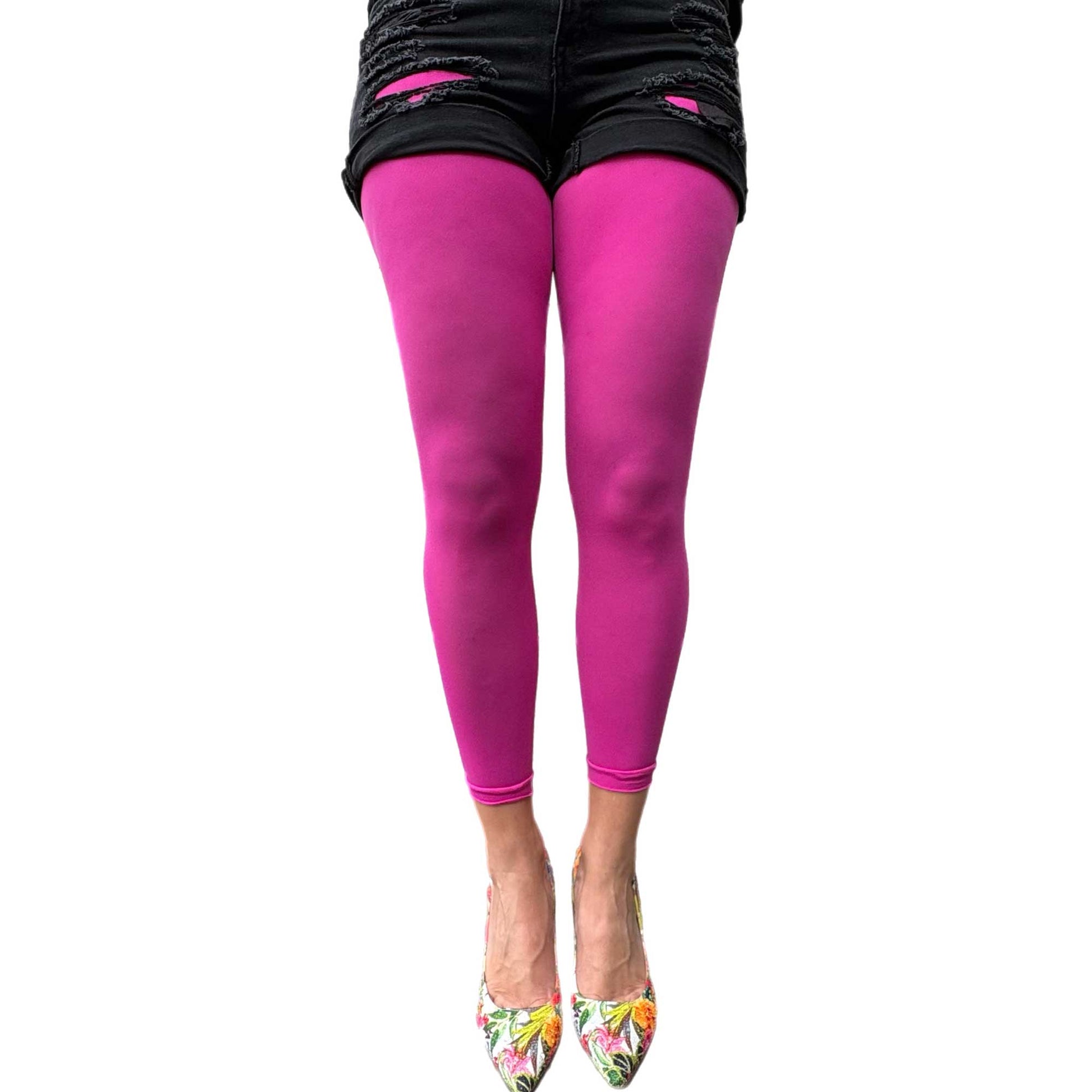 Women’s fuchsia footless tights with soft stretch fabric