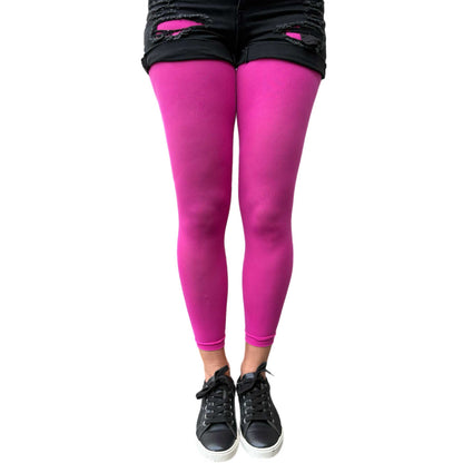 Opaque fuchsia pink footless pantyhose with comfortable fit