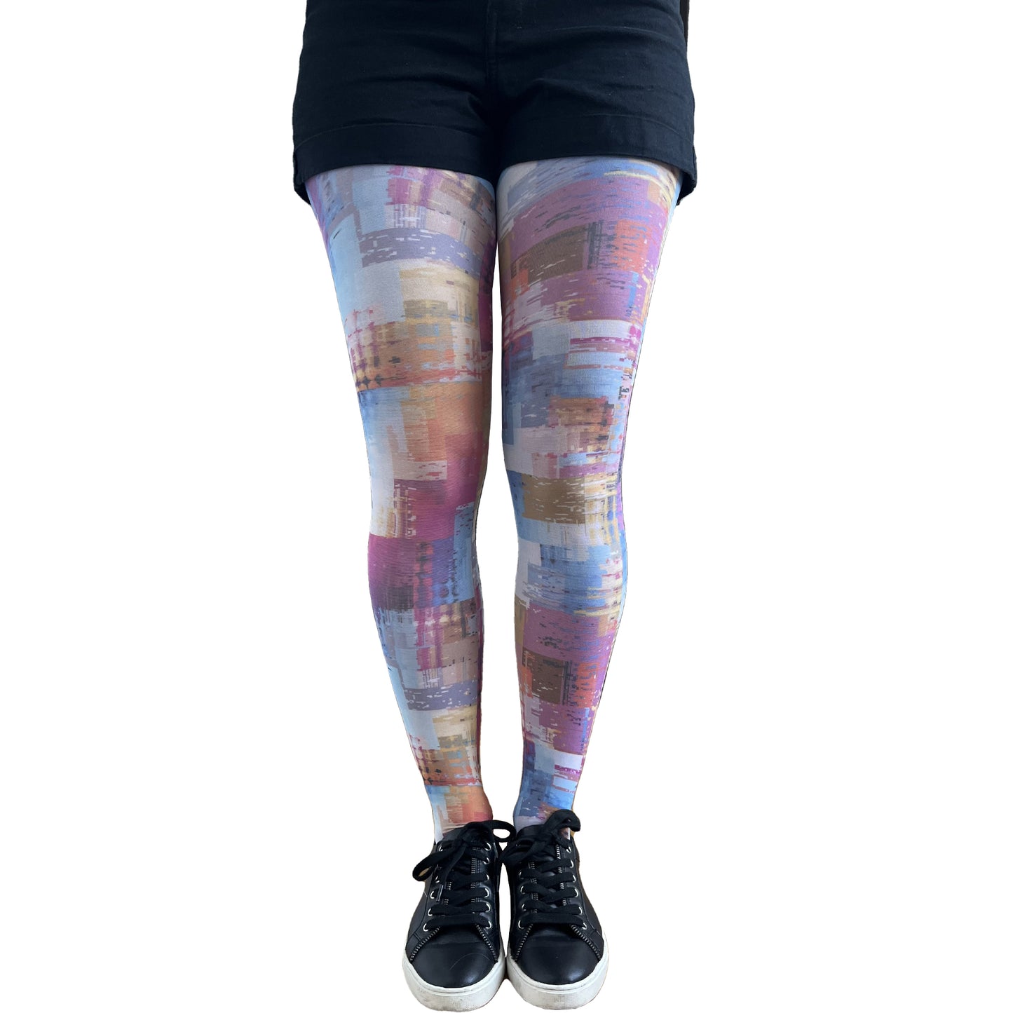 Multicolored Abstract Patterned Tights for Women