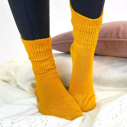 Mustard extra wide bamboo ankle socks for women by Malka Chic soft and breathable 2