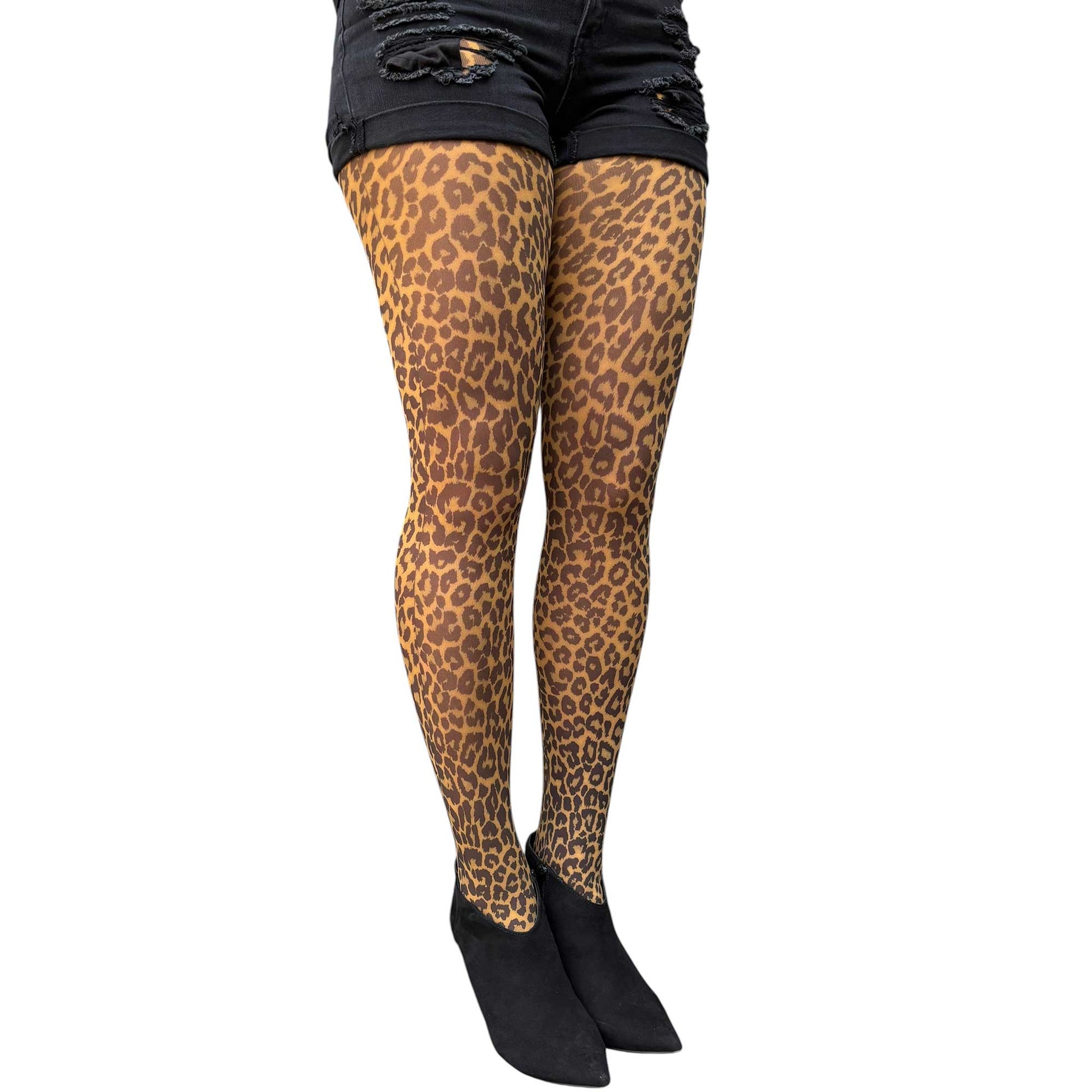 Fashion mustard leopard pantyhose for women with modern animal inspired design