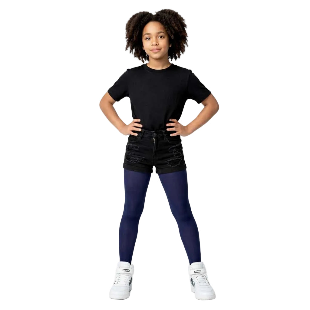 Navy opaque tights for girls – classic solid tights Malka Chic