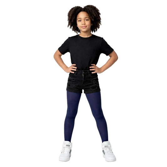 Navy opaque tights for girls – classic solid tights Malka Chic