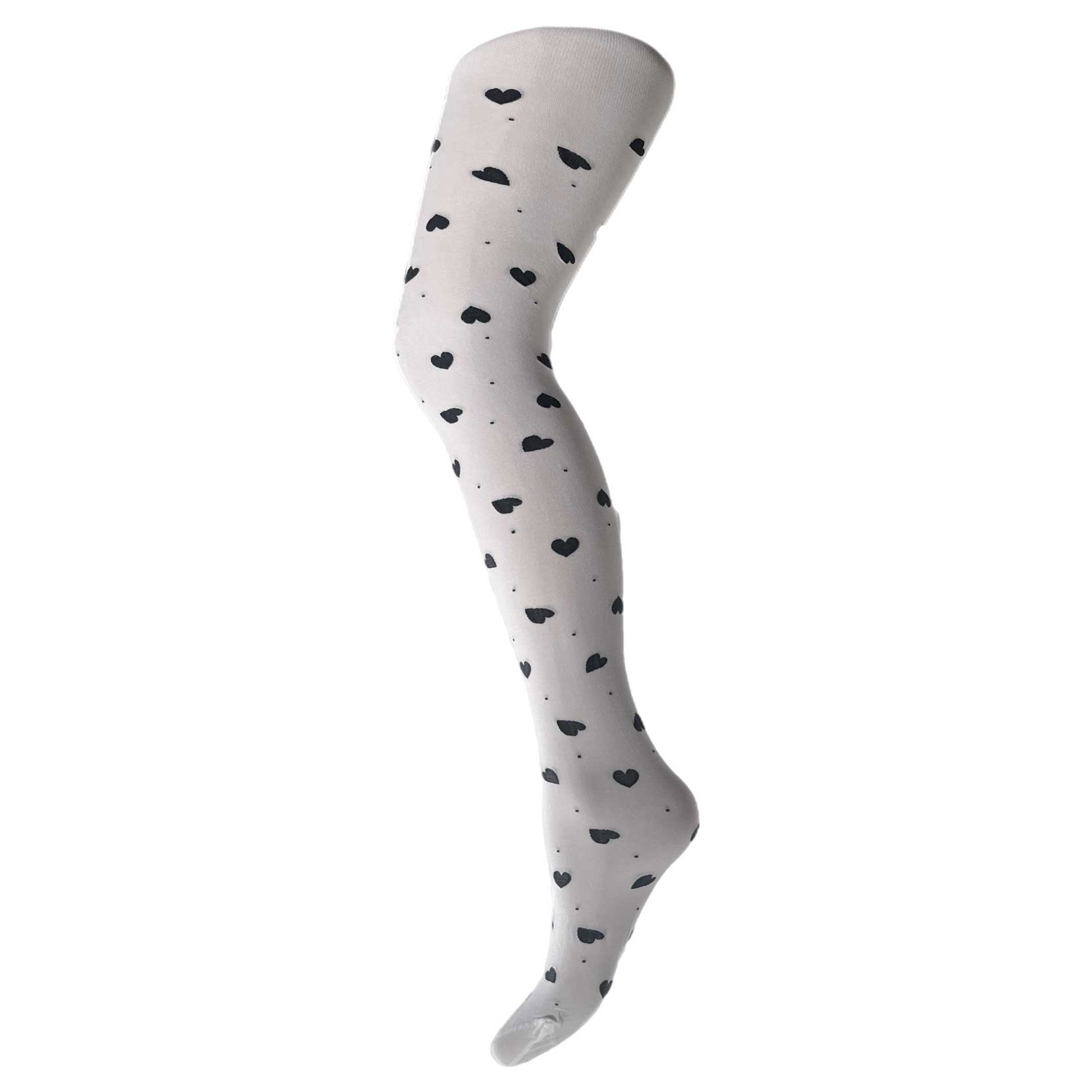 White kids tights with blue hearts – girls patterned tights