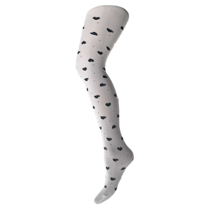 White kids tights with blue hearts – girls patterned tights