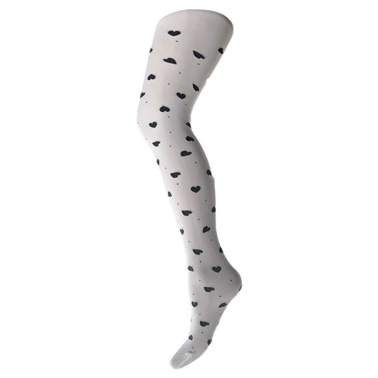White kids tights with blue hearts – girls patterned tights