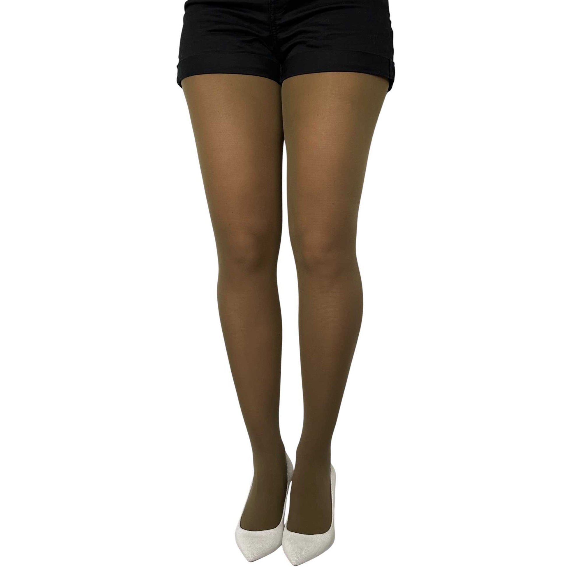 Olive green opaque tights with smooth texture and full coverage stylish design 3