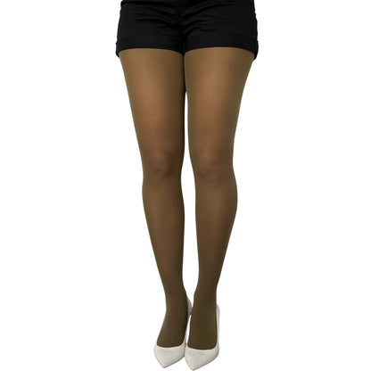 Olive green opaque tights with smooth texture and full coverage stylish design 3