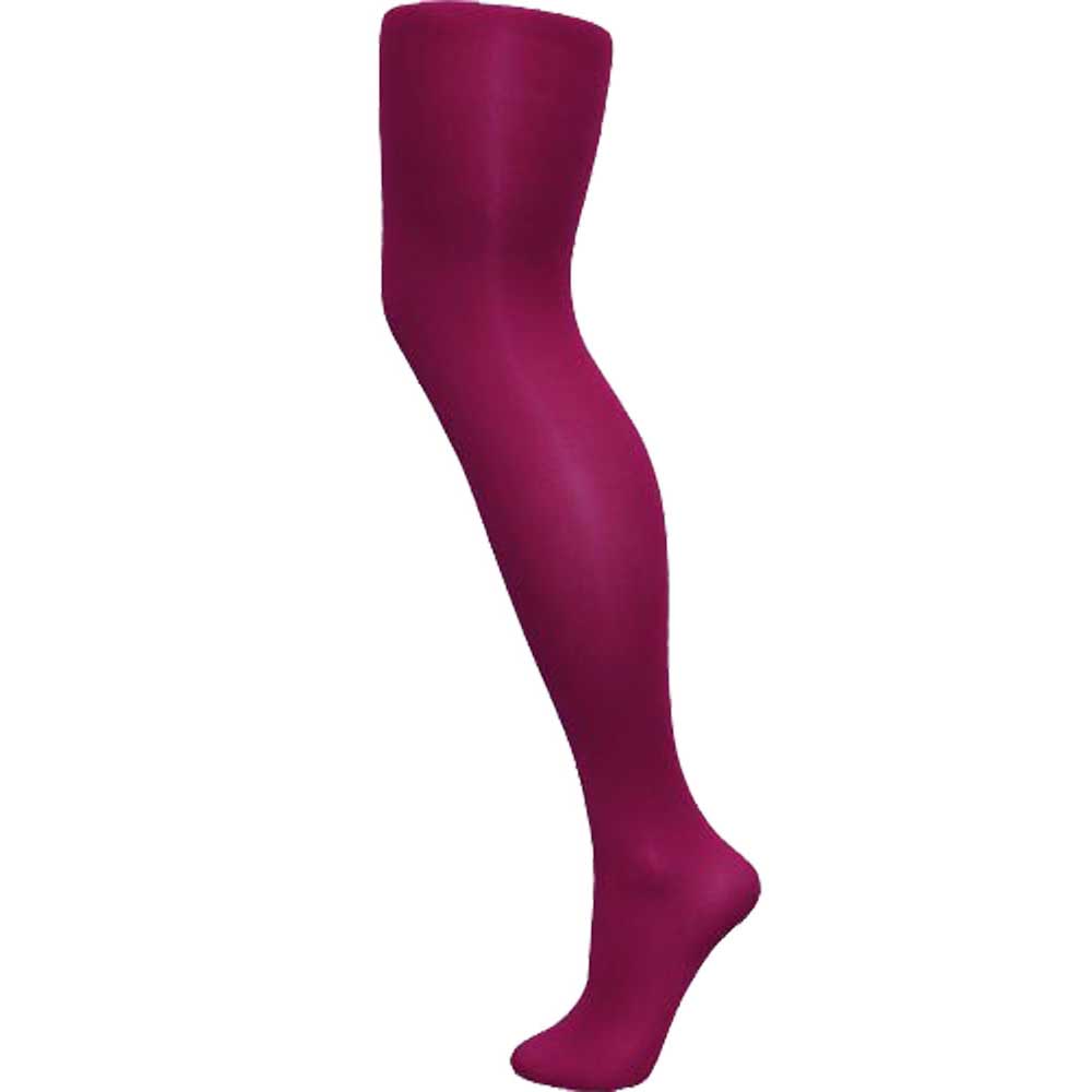 Girl wearing cherry pink opaque tights – soft and comfortable everyday tights for kids