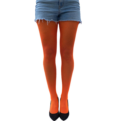 Orange Fishnet Tights for Women Malka Chic