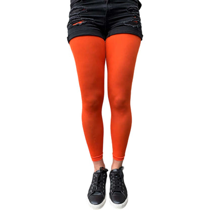 Women’s orange opaque footless tights with sleek modern look