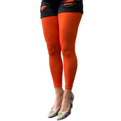 Opaque orange footless tights for women with comfortable fit