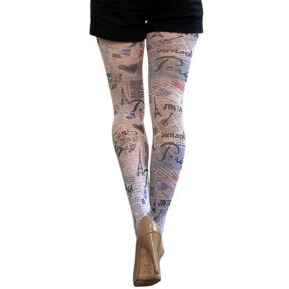 I Love Paris tights for women by Malka Chic featuring Paris-inspired patterned hosiery.