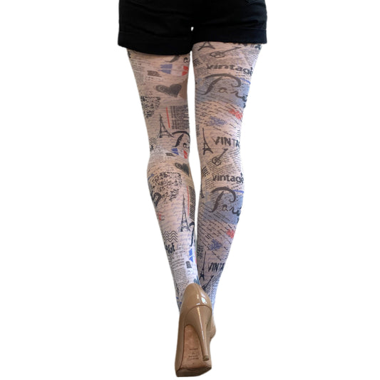 I Love Paris tights for women by Malka Chic featuring Paris-inspired patterned hosiery.