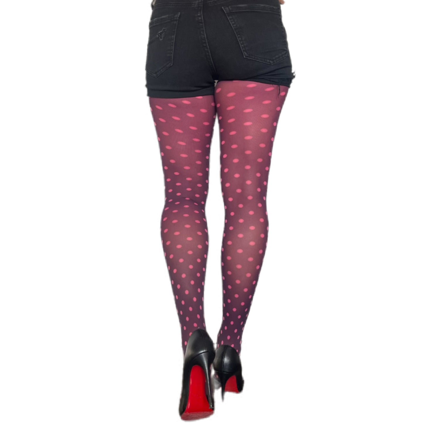 Malka Chic pink polka dot tights with soft dotted pattern for feminine and stylish outfits.