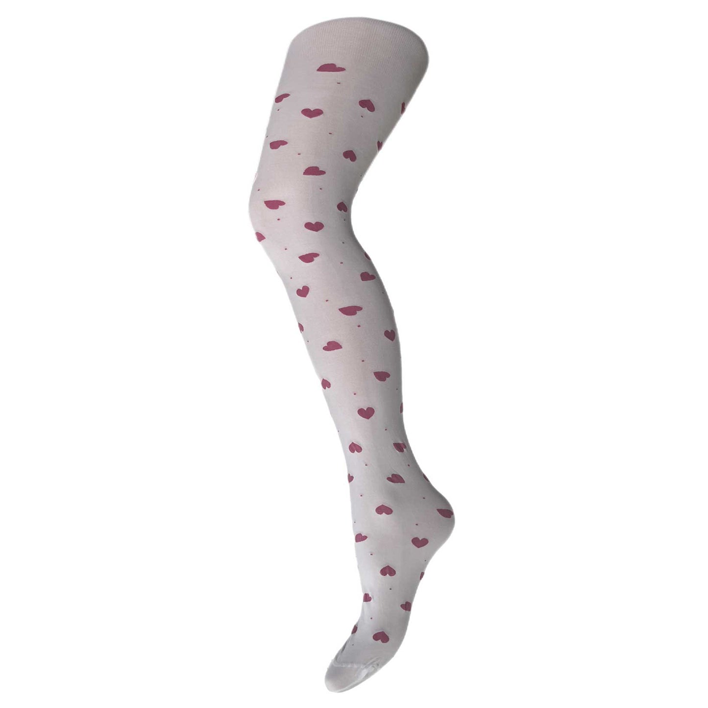 White kids tights with pink hearts – girls patterned tights