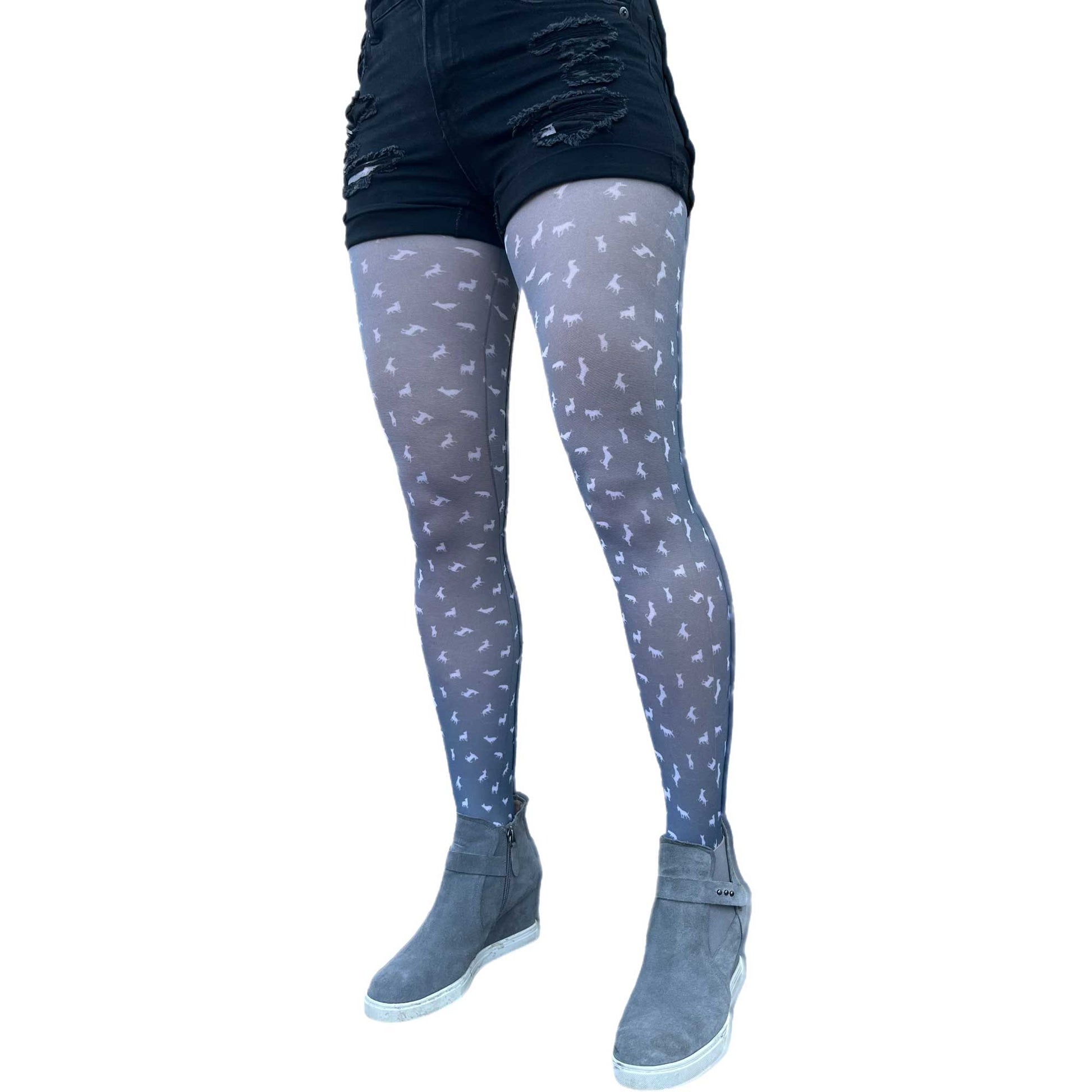 Malka Chic polka dot dog tights with fun animal pattern for creative and stylish outfits.