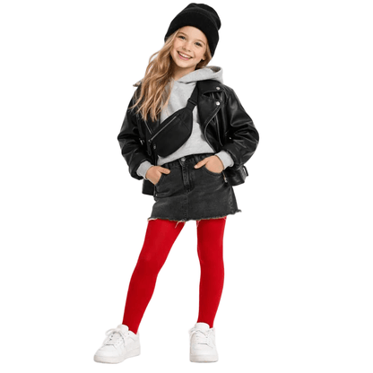 Discover red tights for girls in soft 50 denier quality. Comfortable, durable, and perfect for everyday outfits or special occasions.