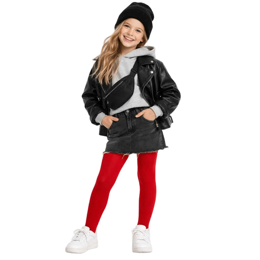 Discover red tights for girls in soft 50 denier quality. Comfortable, durable, and perfect for everyday outfits or special occasions.