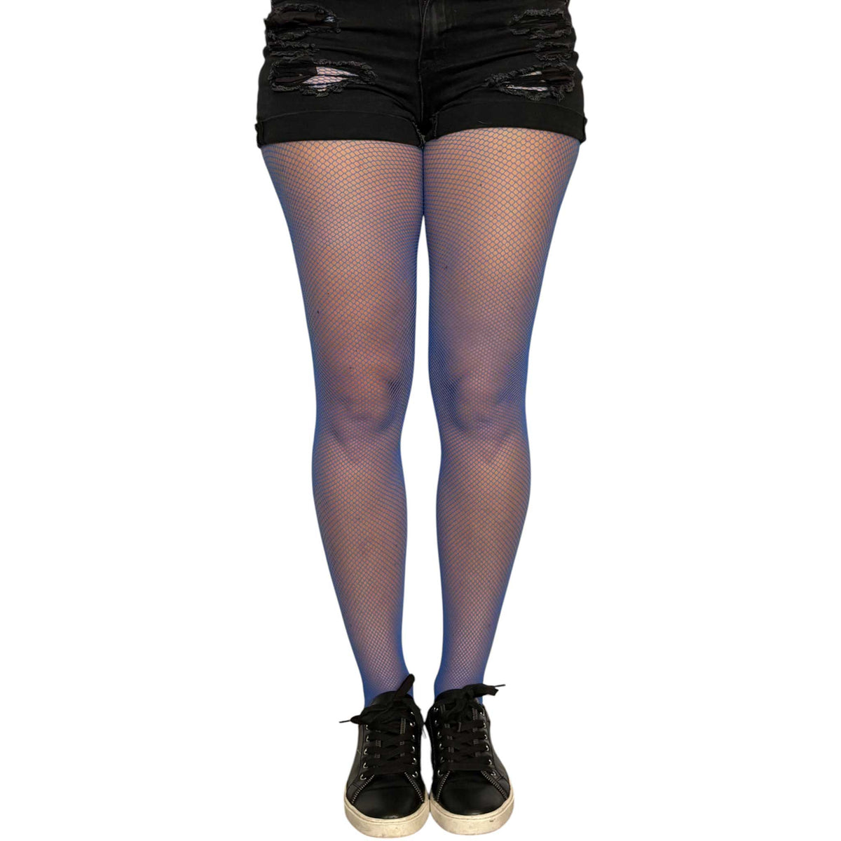 Malka Chic royal blue net tights for women with a bright statement color and delicate fishnet texture.
