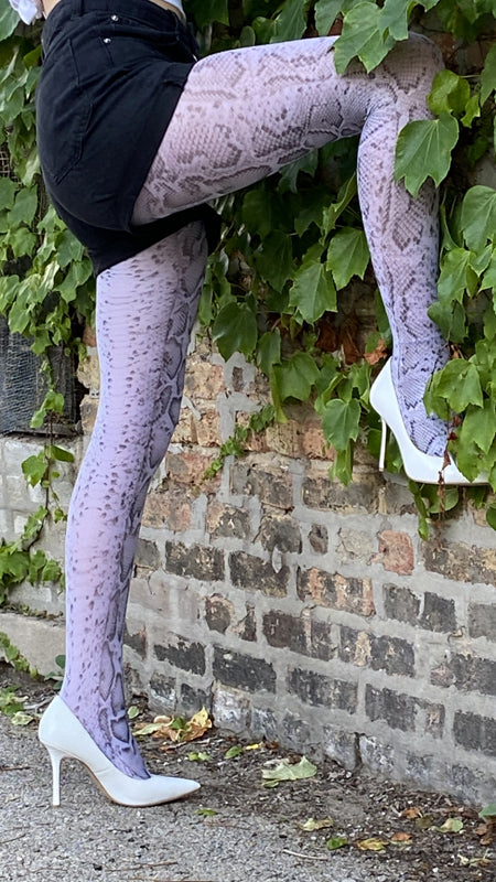 White snakeskin pattern tights for women – animal print tights 2