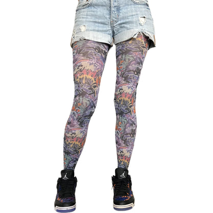 Graffiti print tights by Malka Chic for creative and modern fashion looks
